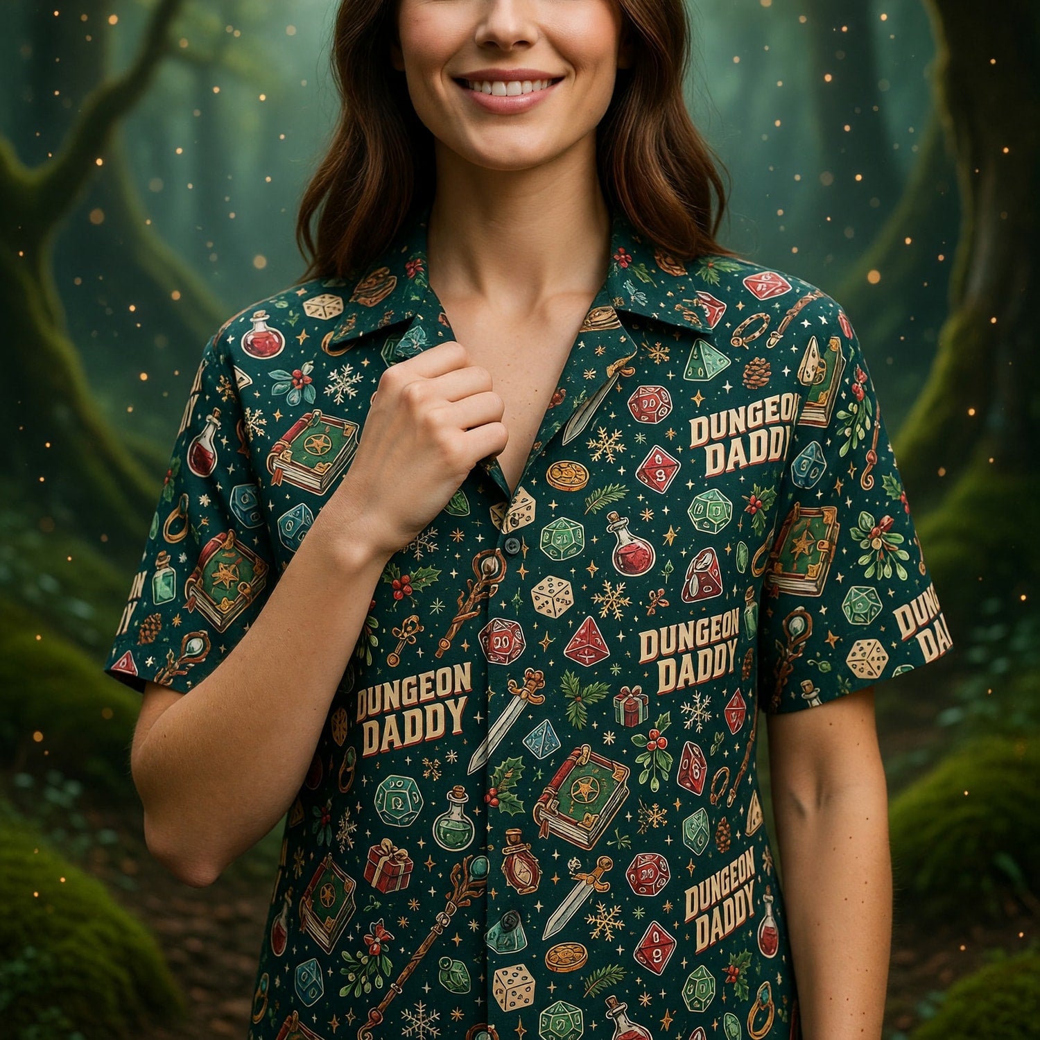 Dungeon Daddy Hawaiian Shirt - Christmas RPG Gamer Pattern