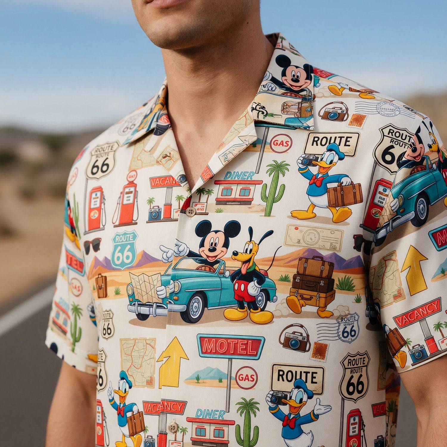 Mouse Route 66 Hawaiian Shirt - Vintage Road Trip Apparel