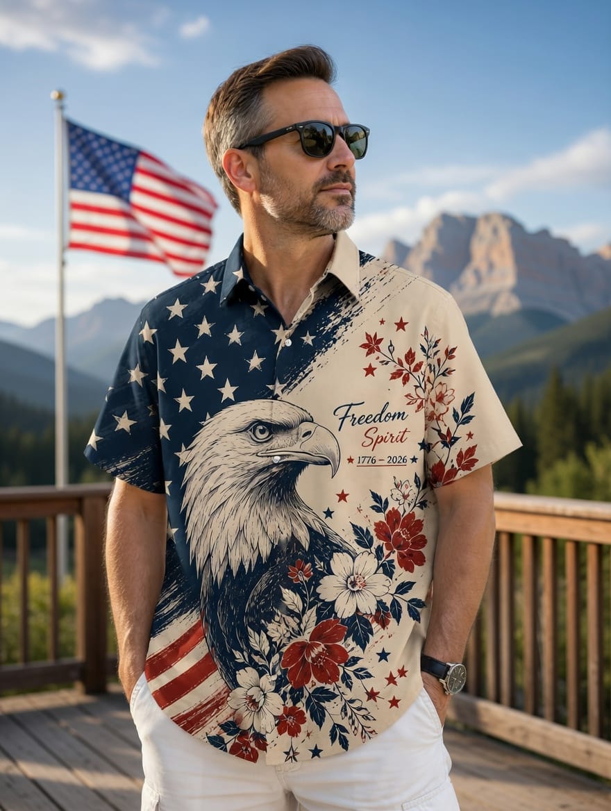 America 250 Freedom Spirit Eagle Premium Hawaiian Shirt - Patriotic Aloha Shirt - HW9TWOR001
