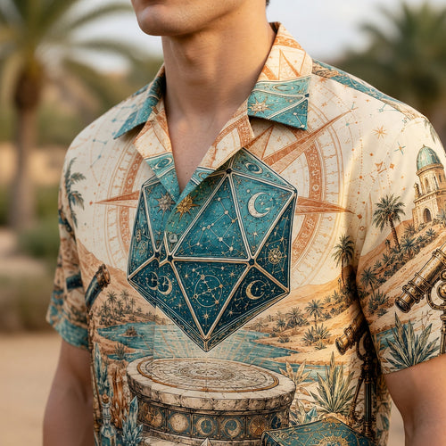 Celestial D20 Hawaiian Shirt - Astrology Fantasy Apparel