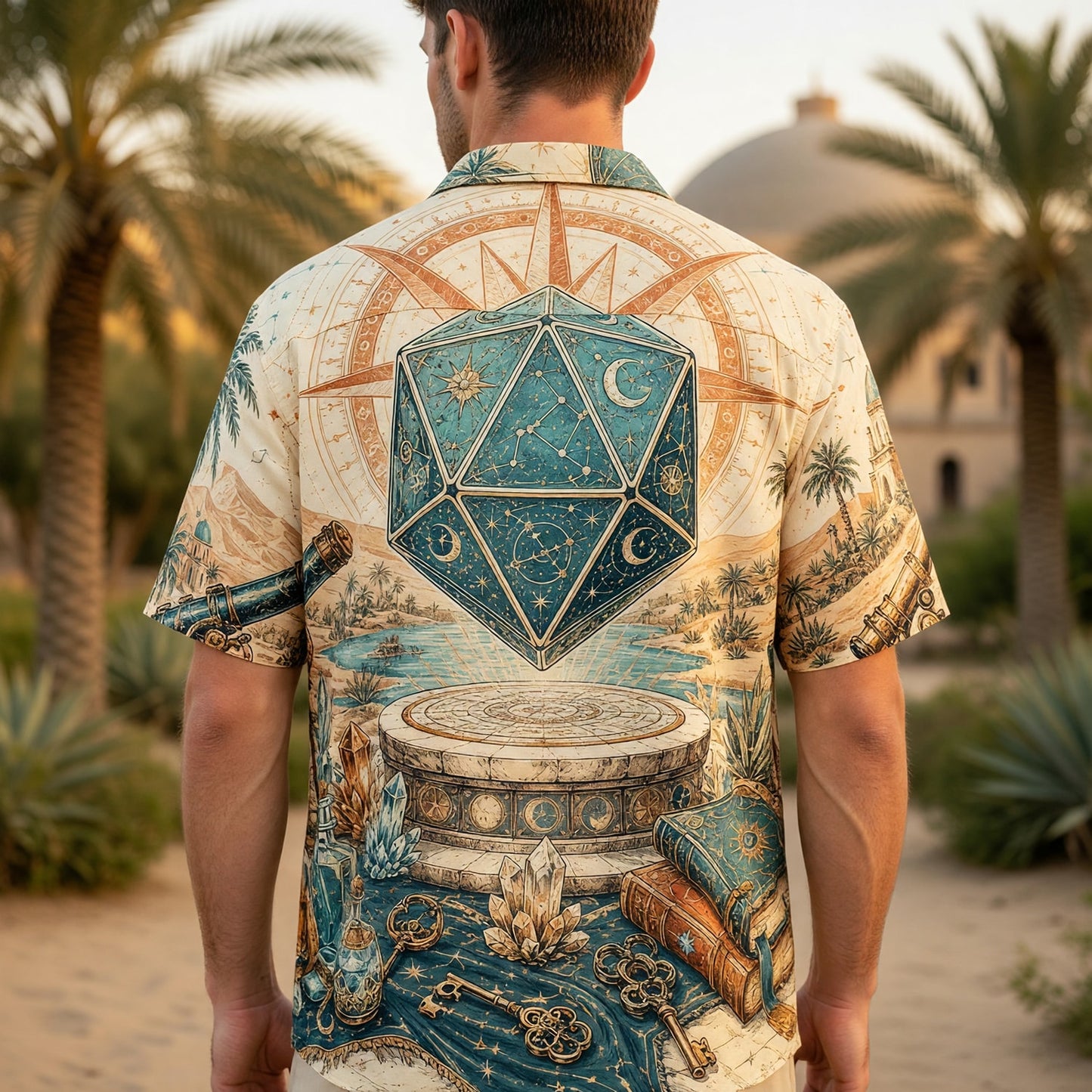 Celestial D20 Hawaiian Shirt - Astrology Fantasy Apparel