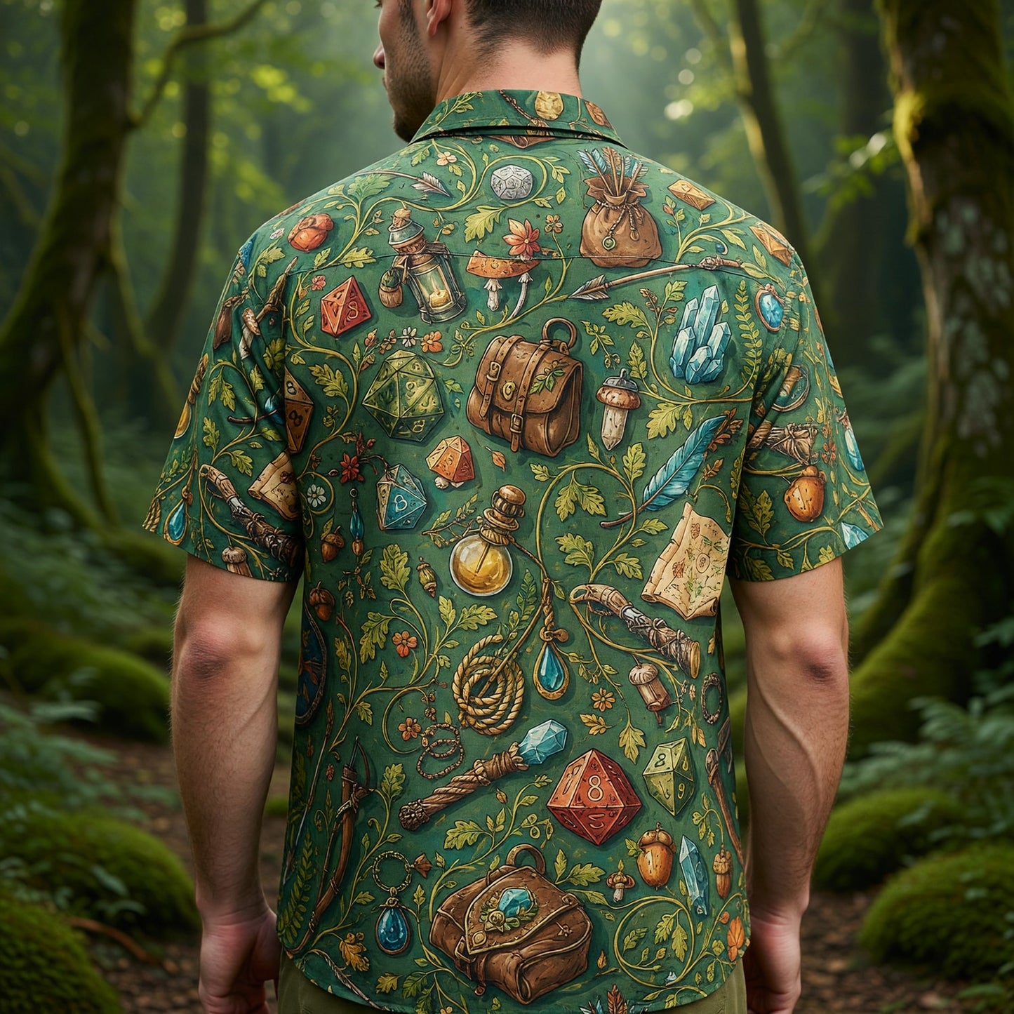 Fantasy Dungeon Hawaiian Shirt - Fantasy RPG Dice Pattern