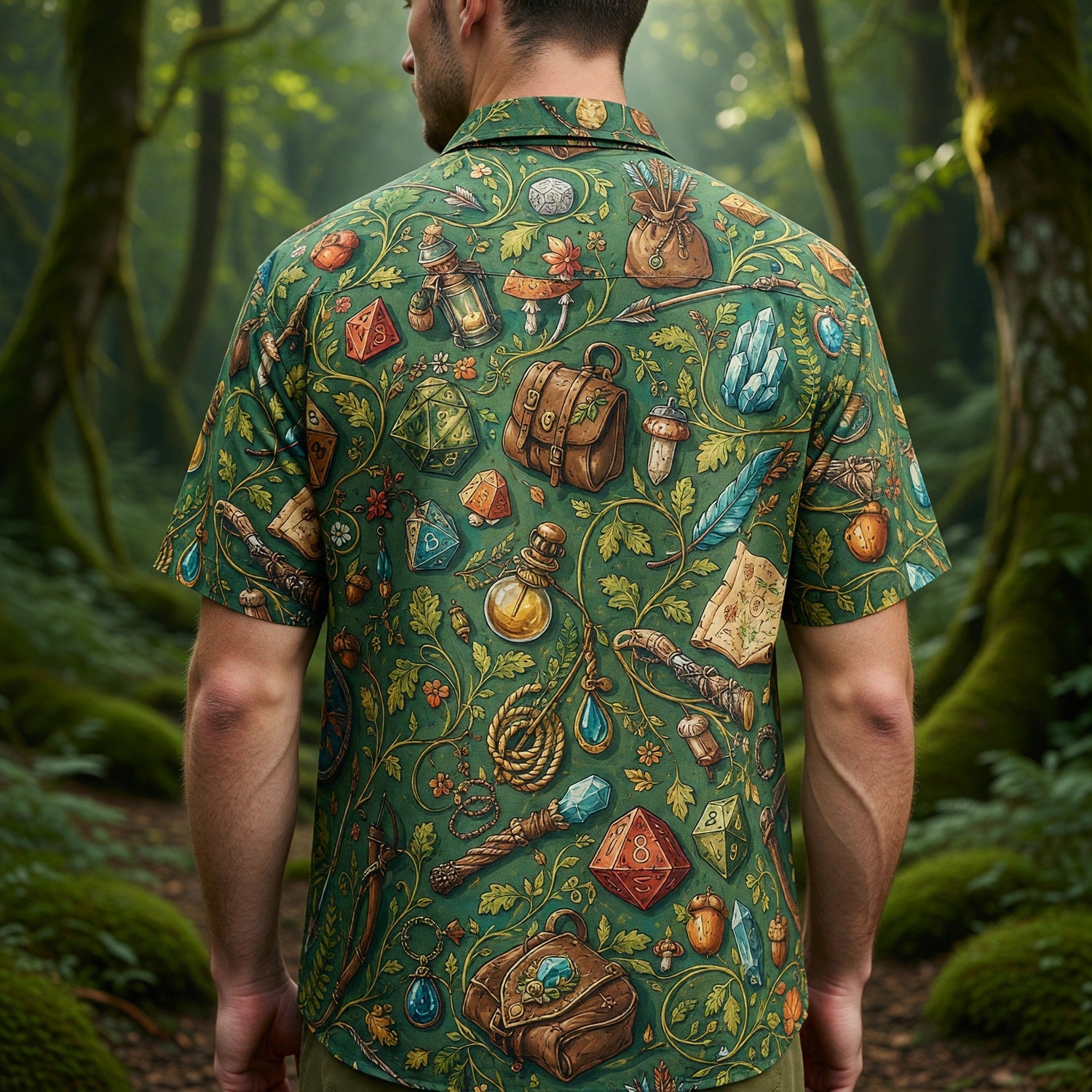 Fantasy Dungeon Hawaiian Shirt - Fantasy RPG Dice Pattern