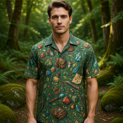 Fantasy Dungeon Hawaiian Shirt - Fantasy RPG Dice Pattern