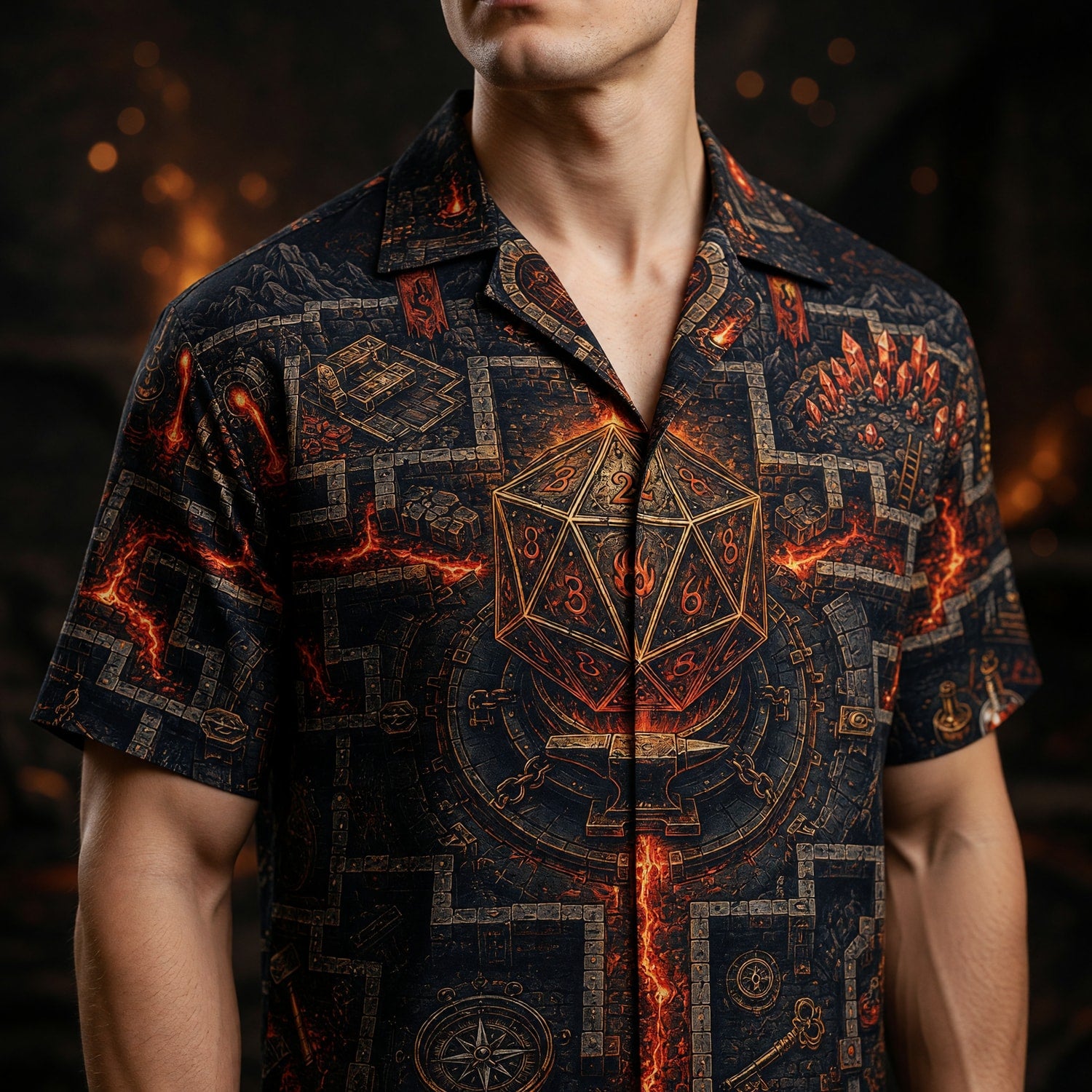 Fantasy Dungeon D20 Hawaiian Shirt - Fantasy RPG Dungeon