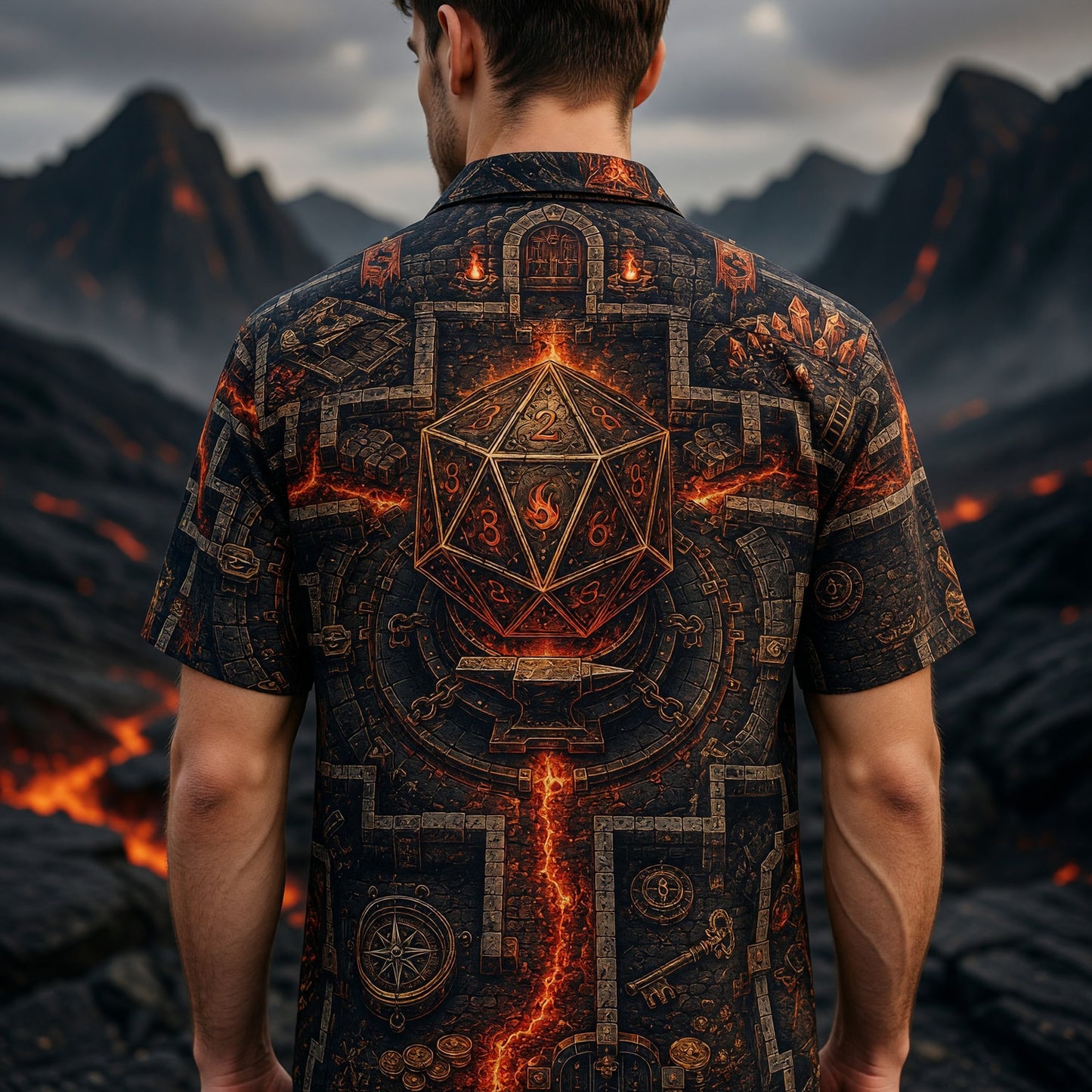 Fantasy Dungeon D20 Hawaiian Shirt - Fantasy RPG Dungeon