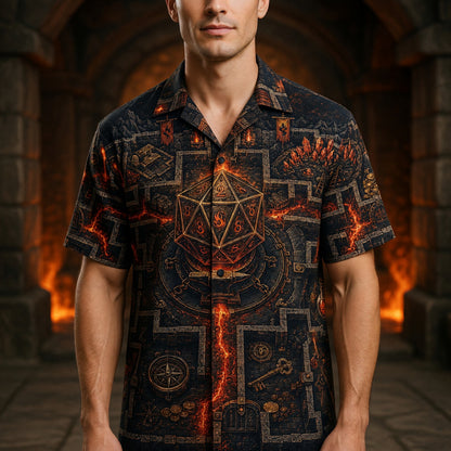 Fantasy Dungeon D20 Hawaiian Shirt - Fantasy RPG Dungeon