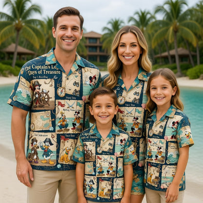 Pirate Mouse Hawaiian Shirt - Treasure Island Cartoon Beachwear