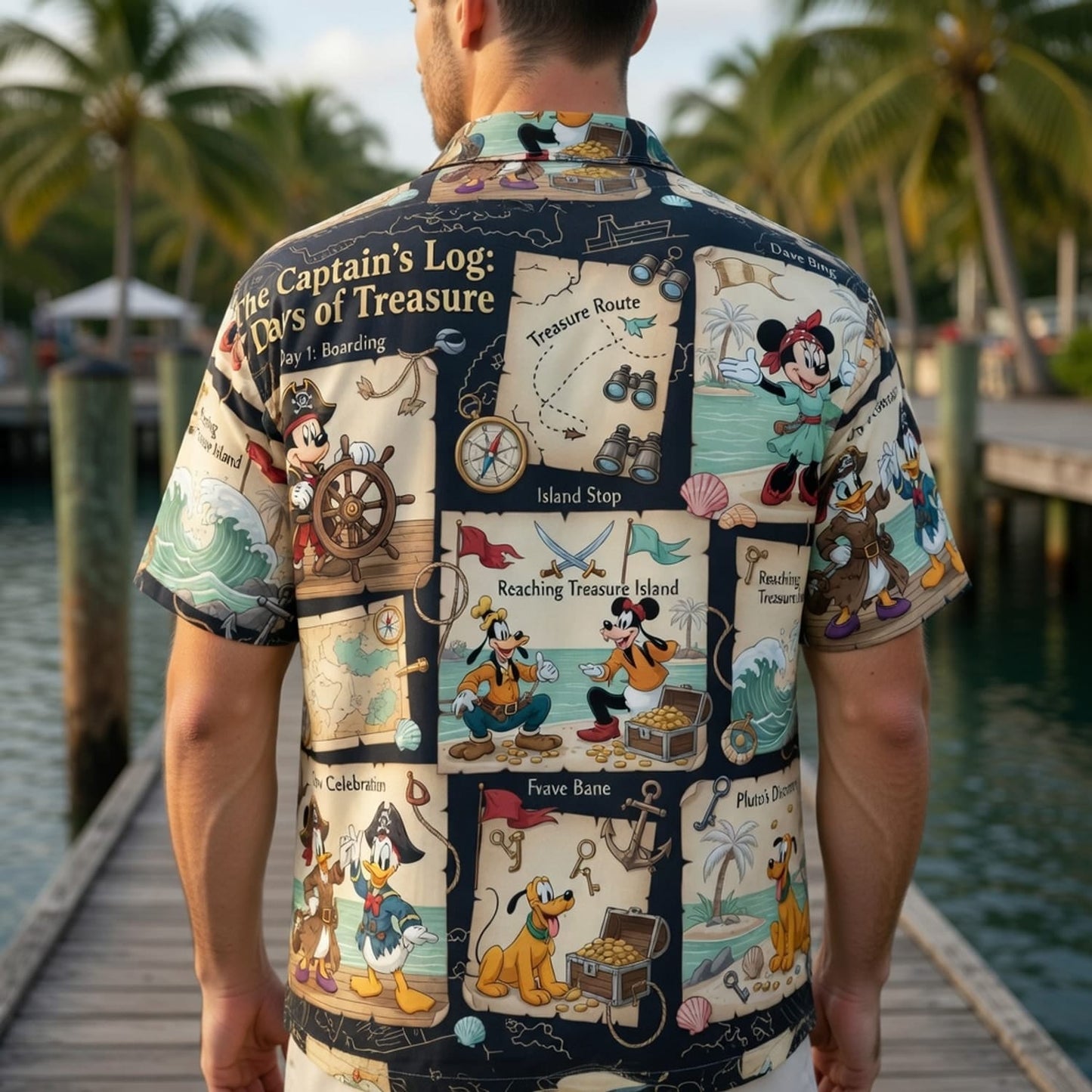 Pirate Mouse Hawaiian Shirt - Treasure Island Cartoon Beachwear