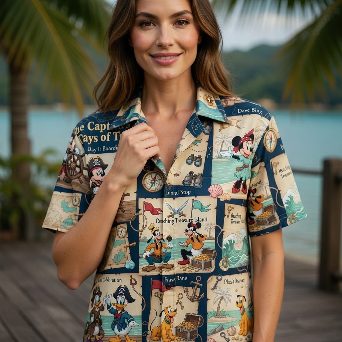 Pirate Mouse Hawaiian Shirt - Treasure Island Cartoon Beachwear