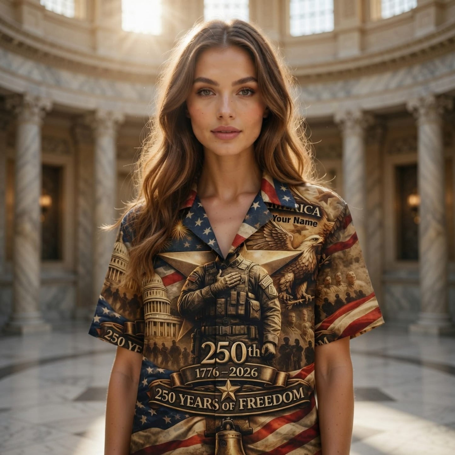 America 250 Years of Freedom Veteran Premium Hawaiian Shirt - Personalized Patriotic Aloha Shirt - HWB2ZHY001