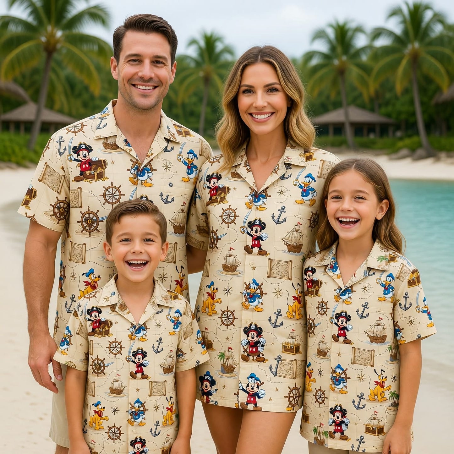 Pirate Mouse Hawaiian Shirt - Cartoon Nautical Map Pattern