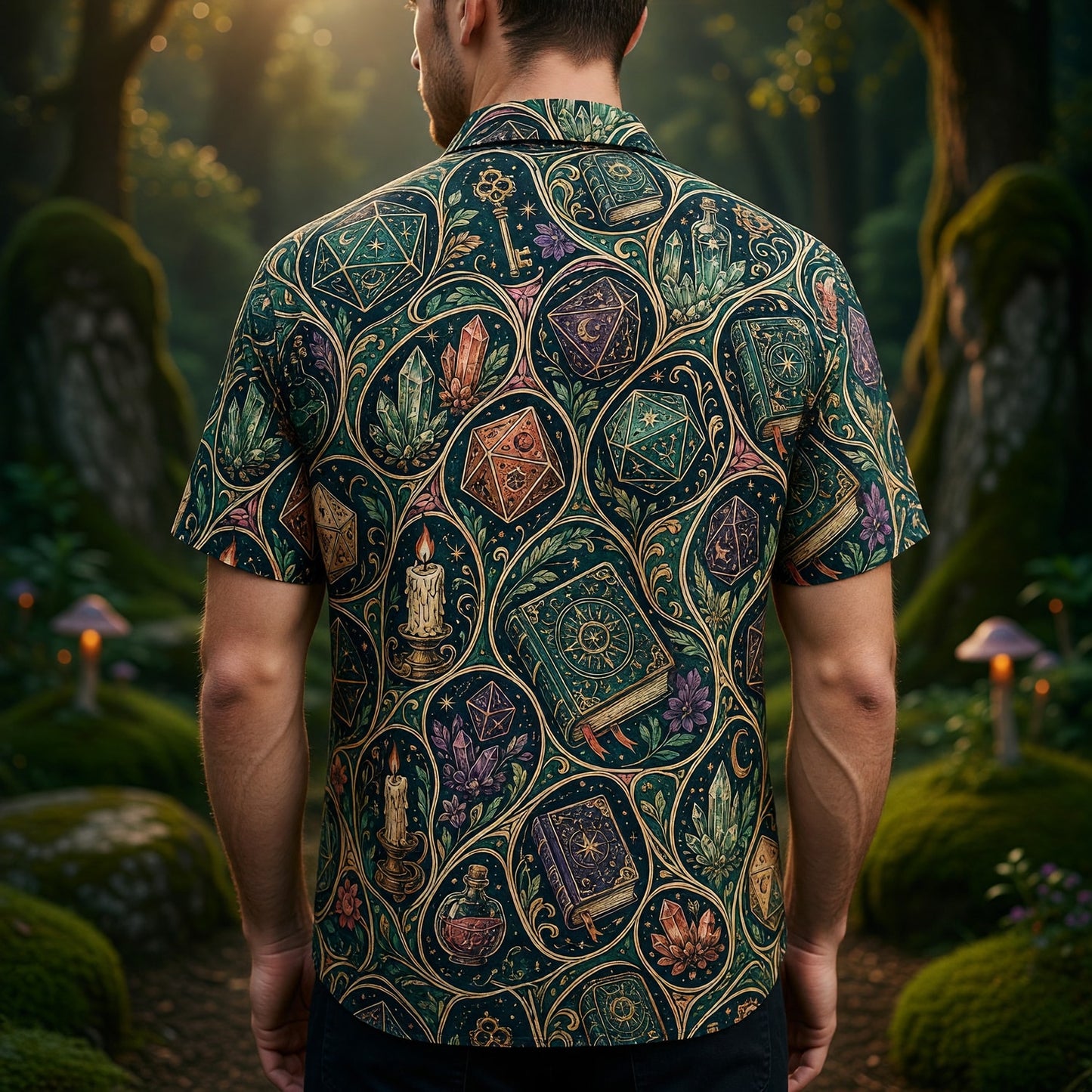 Arcane Dice Hawaiian Shirt - Mystic Wizard RPG Pattern