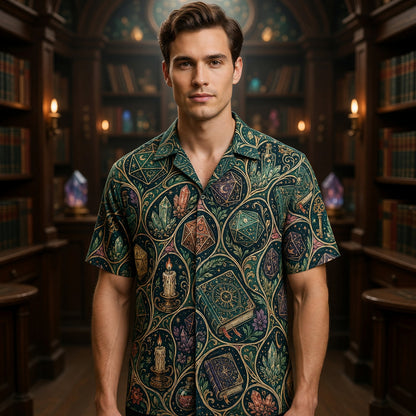 Arcane Dice Hawaiian Shirt - Mystic Wizard RPG Pattern