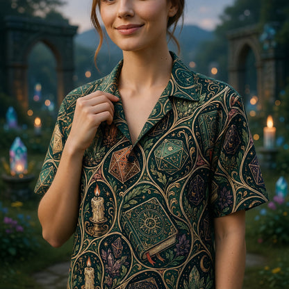 Arcane Dice Hawaiian Shirt - Mystic Wizard RPG Pattern