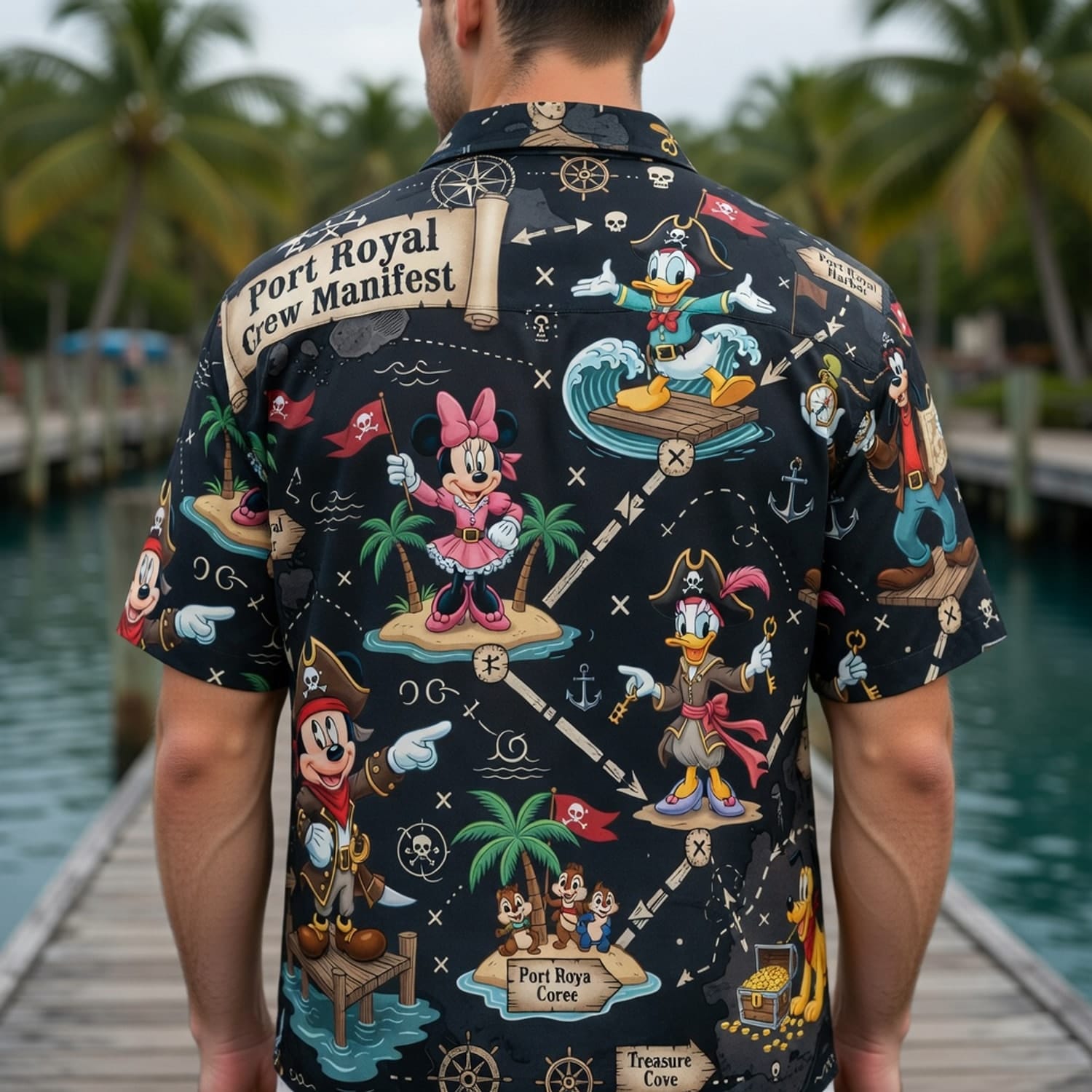 Pirates Hawaiian Shirt - Mouse Treasure Map Crew