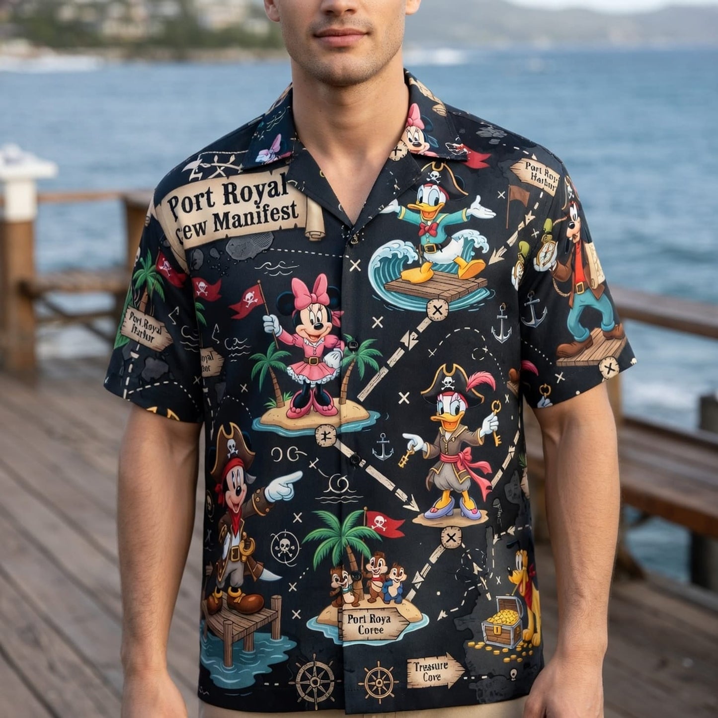 Pirates Hawaiian Shirt - Mouse Treasure Map Crew