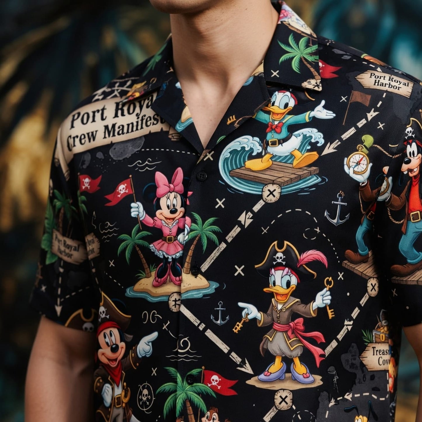 Pirates Hawaiian Shirt - Mouse Treasure Map Crew