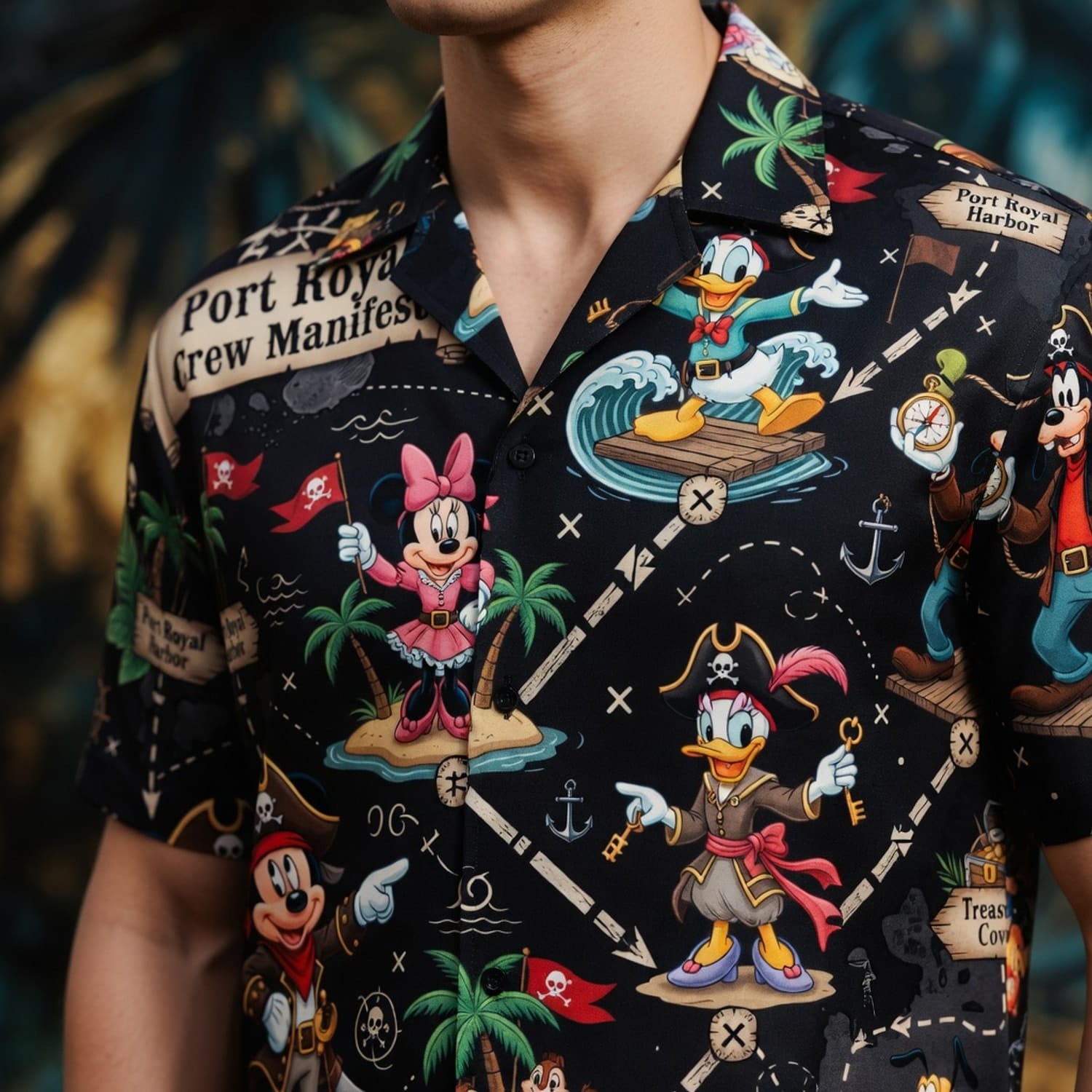Pirates Hawaiian Shirt - Mouse Treasure Map Crew