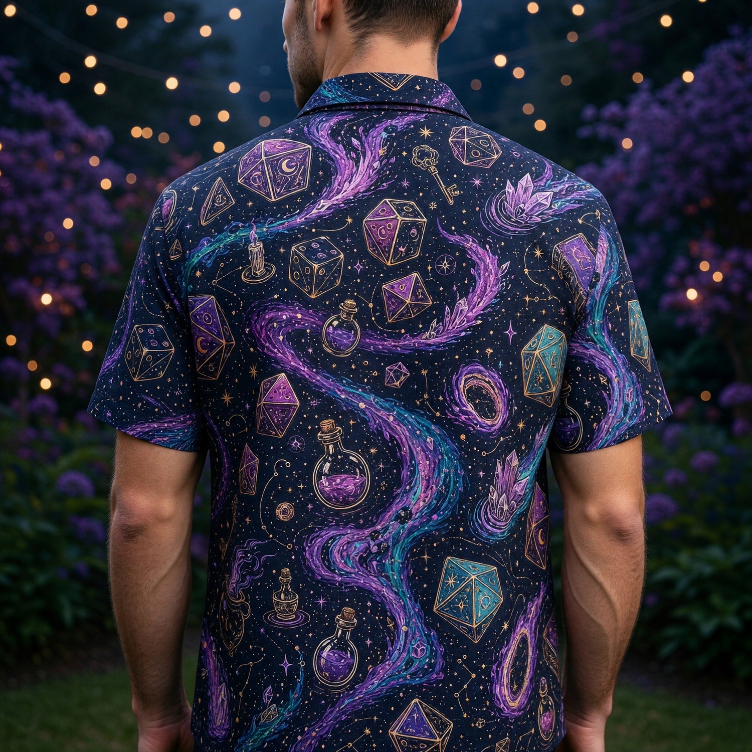 Mystic Dice Hawaiian Shirt - Arcane Cosmic Wizard Fantasy