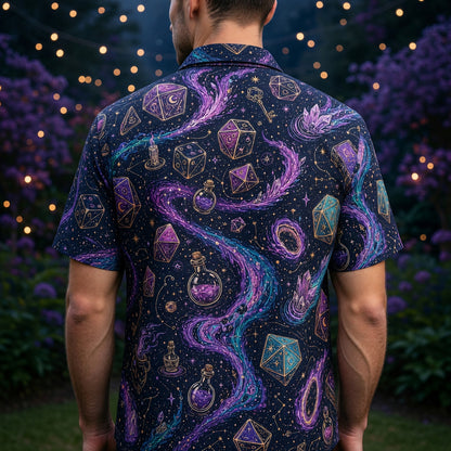 Mystic Dice Hawaiian Shirt - Arcane Cosmic Wizard Fantasy