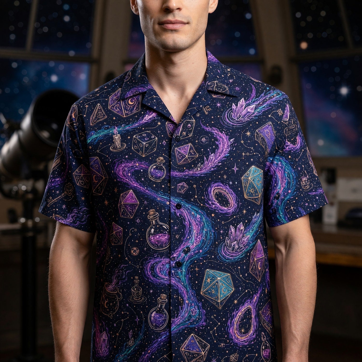 Mystic Dice Hawaiian Shirt - Arcane Cosmic Wizard Fantasy