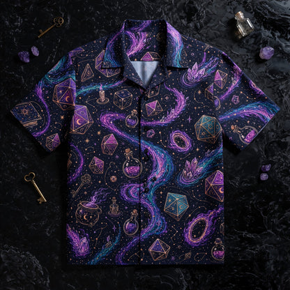 Mystic Dice Hawaiian Shirt - Arcane Cosmic Wizard Fantasy