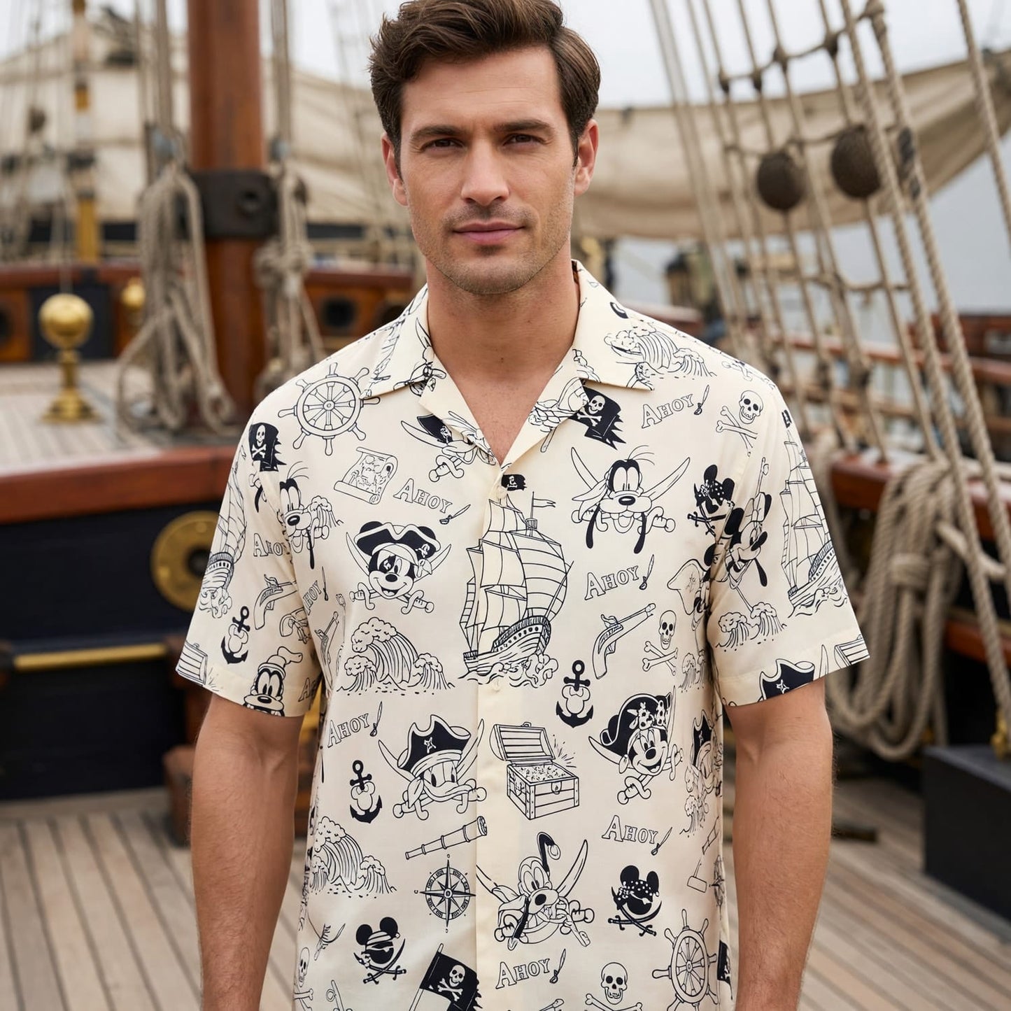 Pirate Mouse Hawaiian Shirt - Ahoy Cartoon Beach Apparel