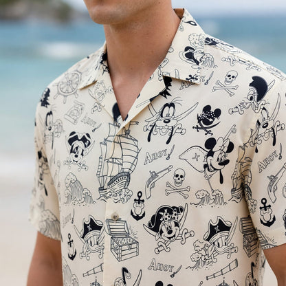 Pirate Mouse Hawaiian Shirt - Ahoy Cartoon Beach Apparel