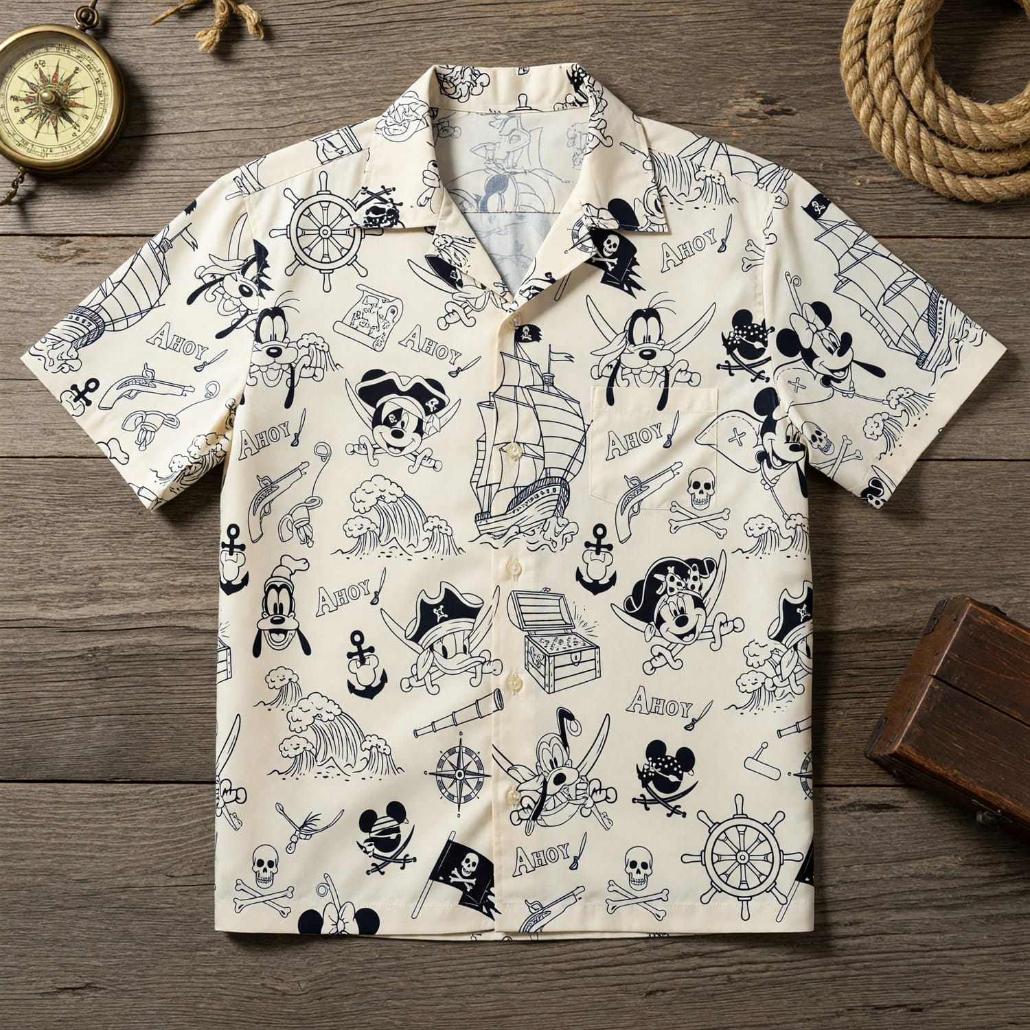 Pirate Mouse Hawaiian Shirt - Ahoy Cartoon Beach Apparel