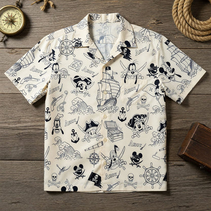 Pirate Mouse Hawaiian Shirt - Ahoy Cartoon Beach Apparel