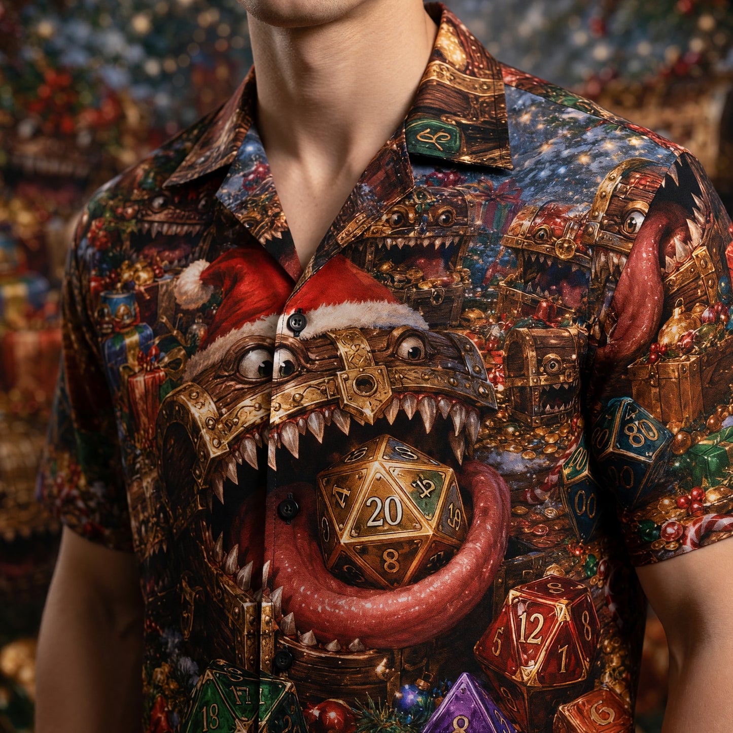 Christmas Mimic Dice Hawaiian Shirt - RPG Holiday Party Apparel