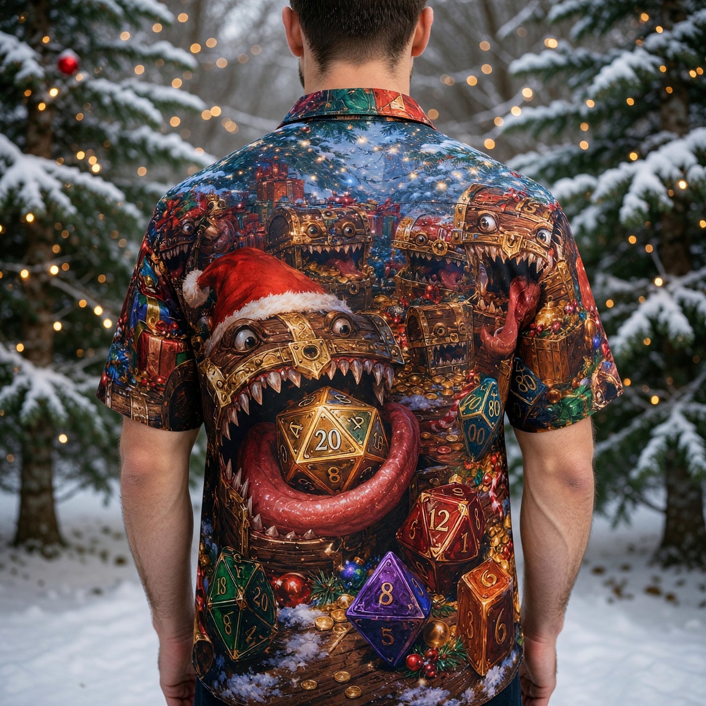 Christmas Mimic Dice Hawaiian Shirt - RPG Holiday Party Apparel