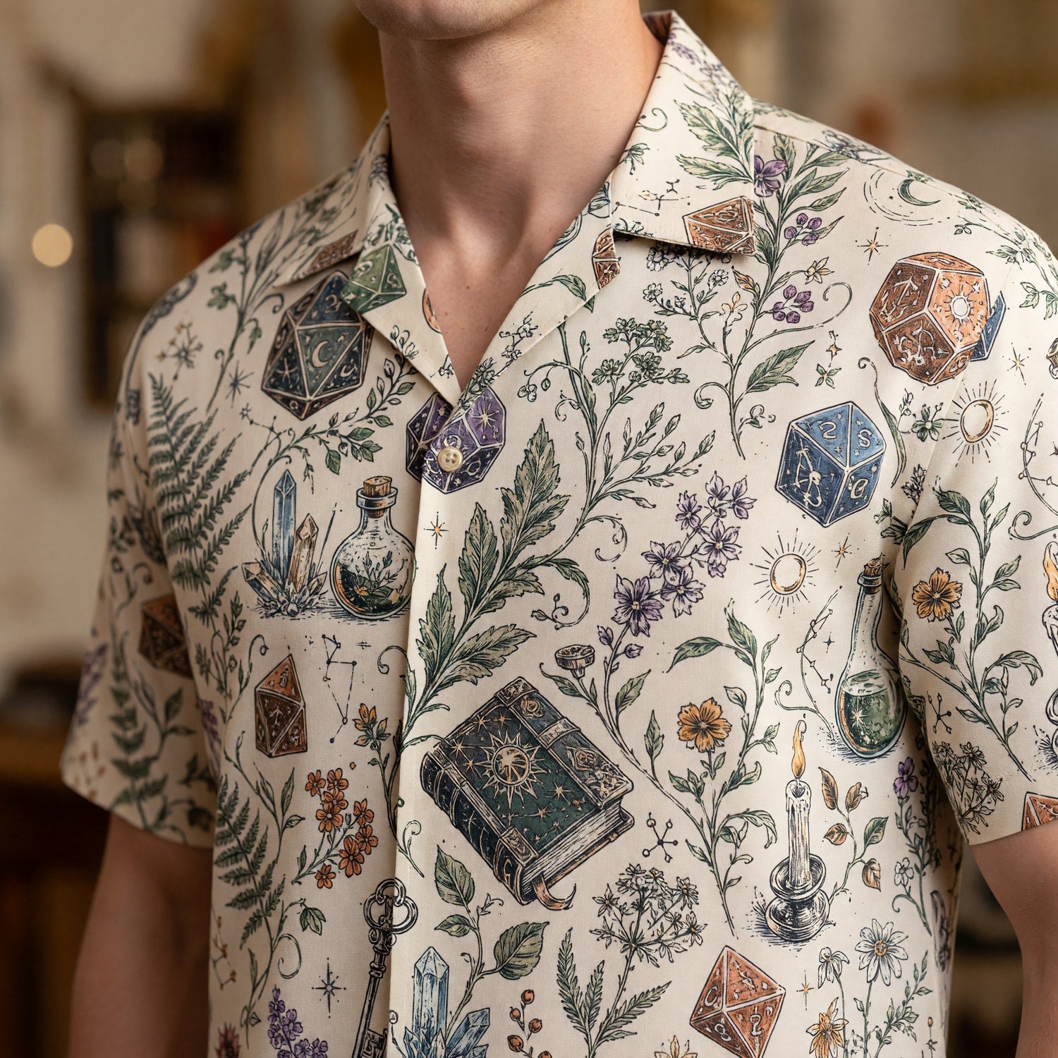 Dice Hawaiian Shirt - Mystic Fantasy RPG Botanical Apparel