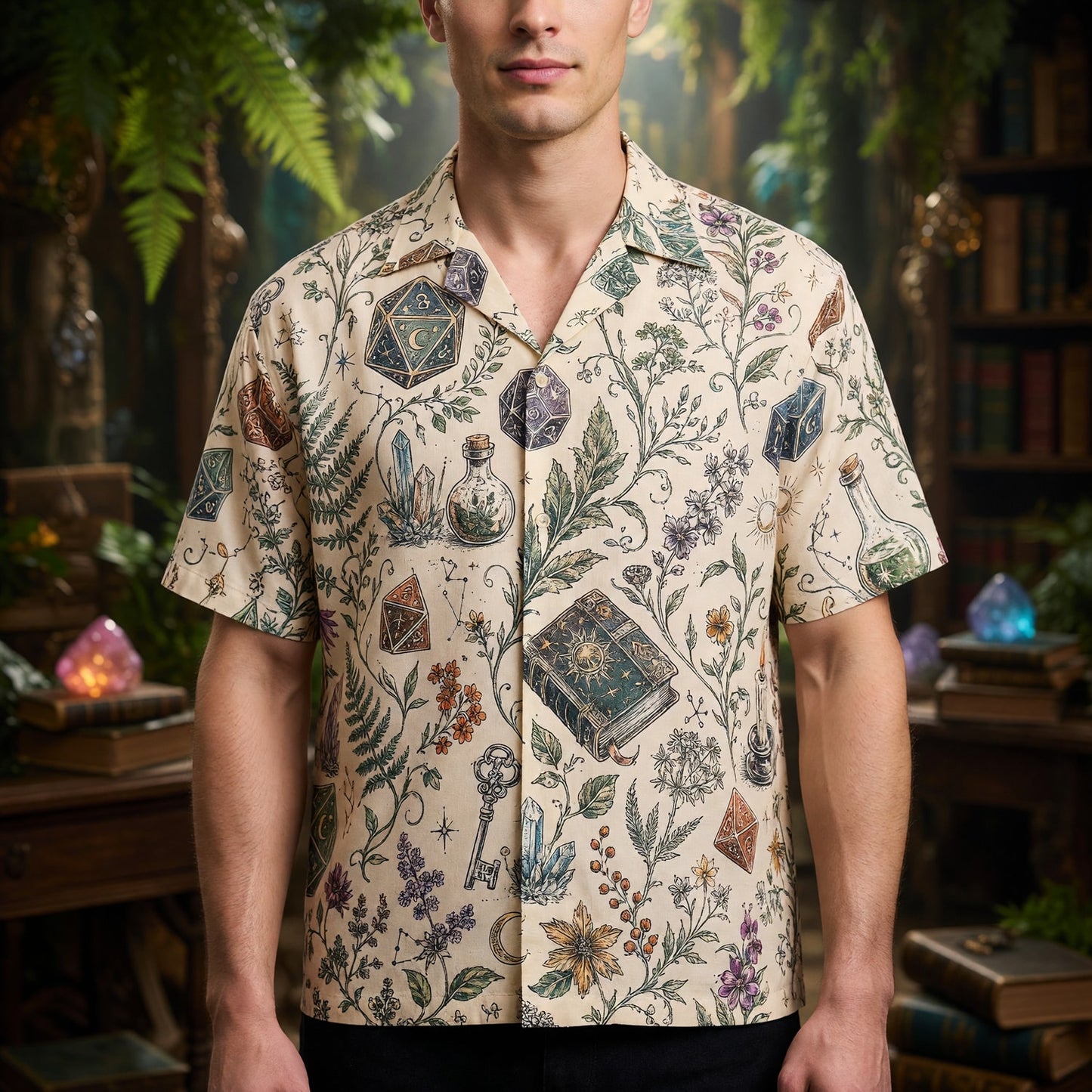 Dice Hawaiian Shirt - Mystic Fantasy RPG Botanical Apparel