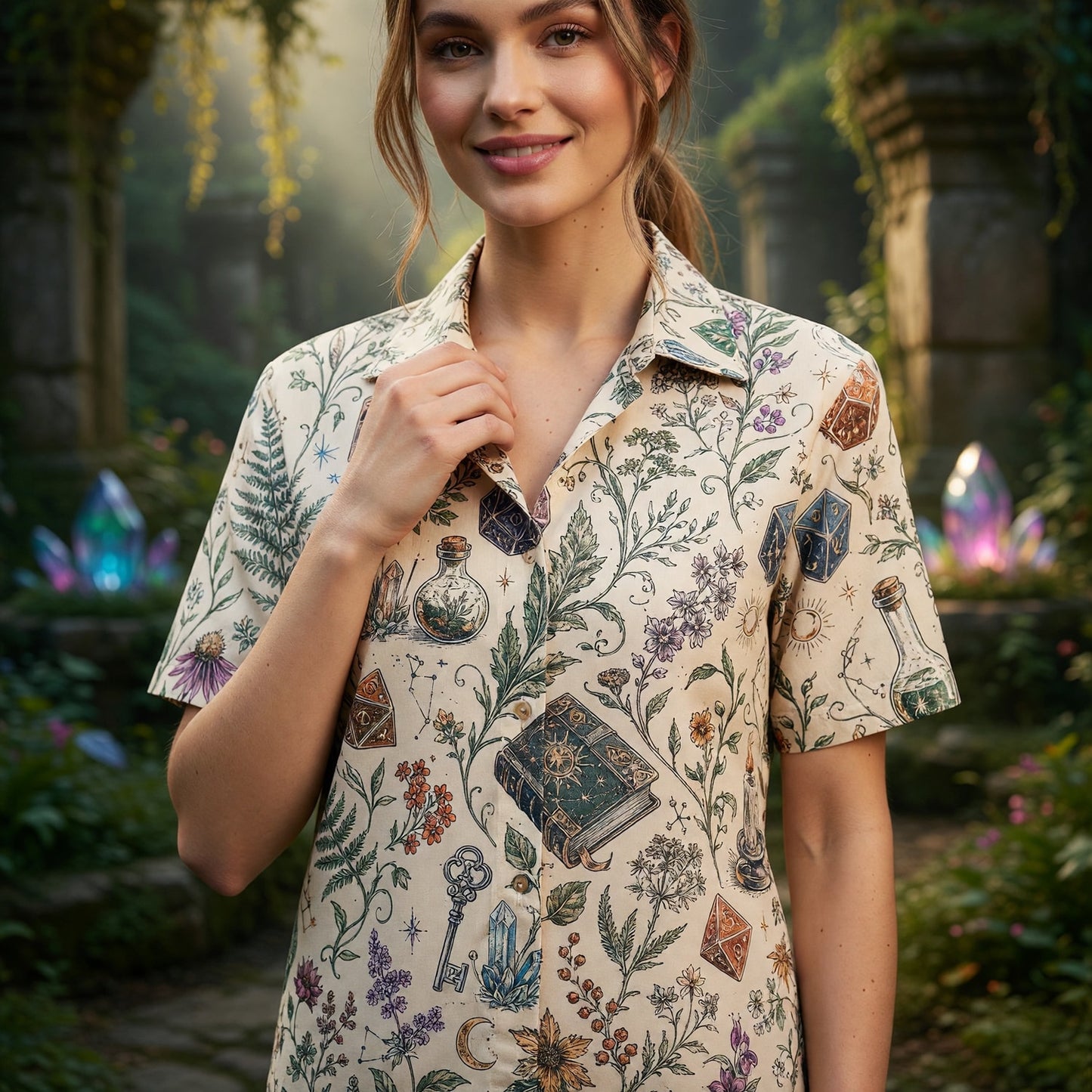 Dice Hawaiian Shirt - Mystic Fantasy RPG Botanical Apparel