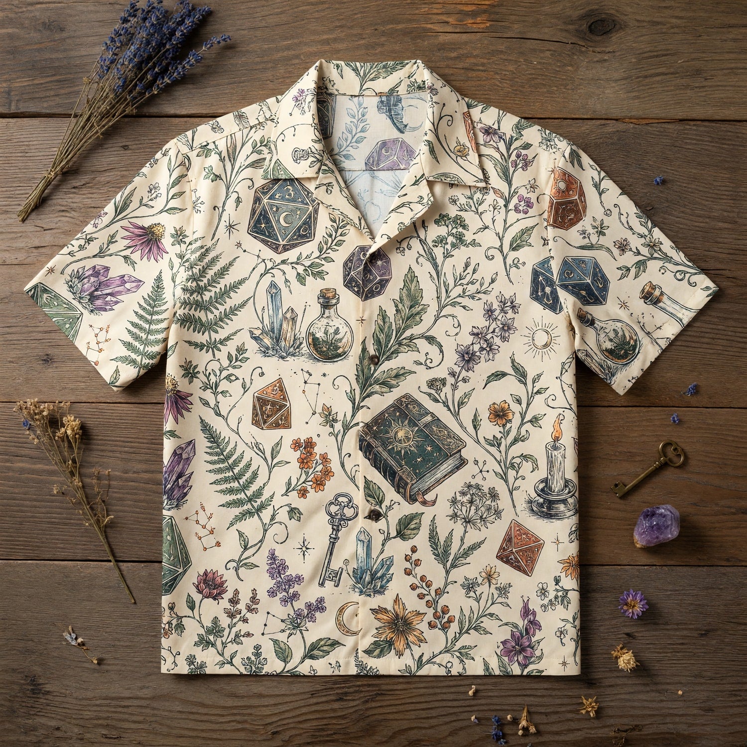 Dice Hawaiian Shirt - Mystic Fantasy RPG Botanical Apparel