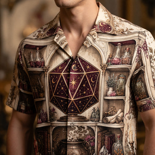 Celestial D20 Hawaiian Shirt - Mystic Fantasy Witchcraft Apparel