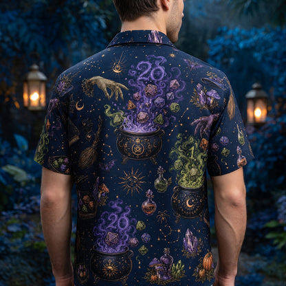 Witchy Hawaiian Shirt - Fantasy Dice Cauldron Magic Pattern