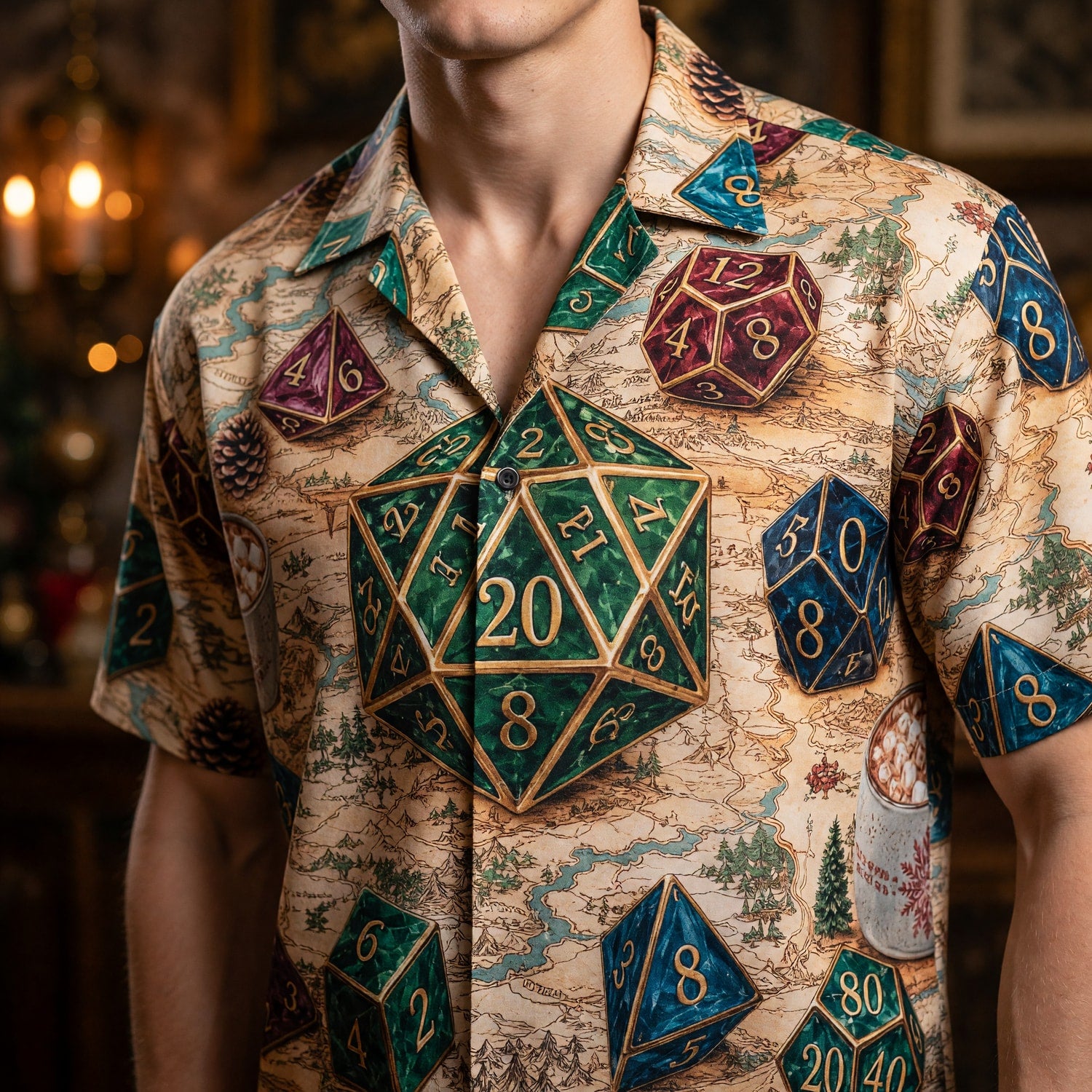 Christmas Dice Hawaiian Shirt - RPG Holiday Gamer Apparel