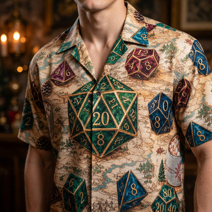 Christmas Dice Hawaiian Shirt - RPG Holiday Gamer Apparel