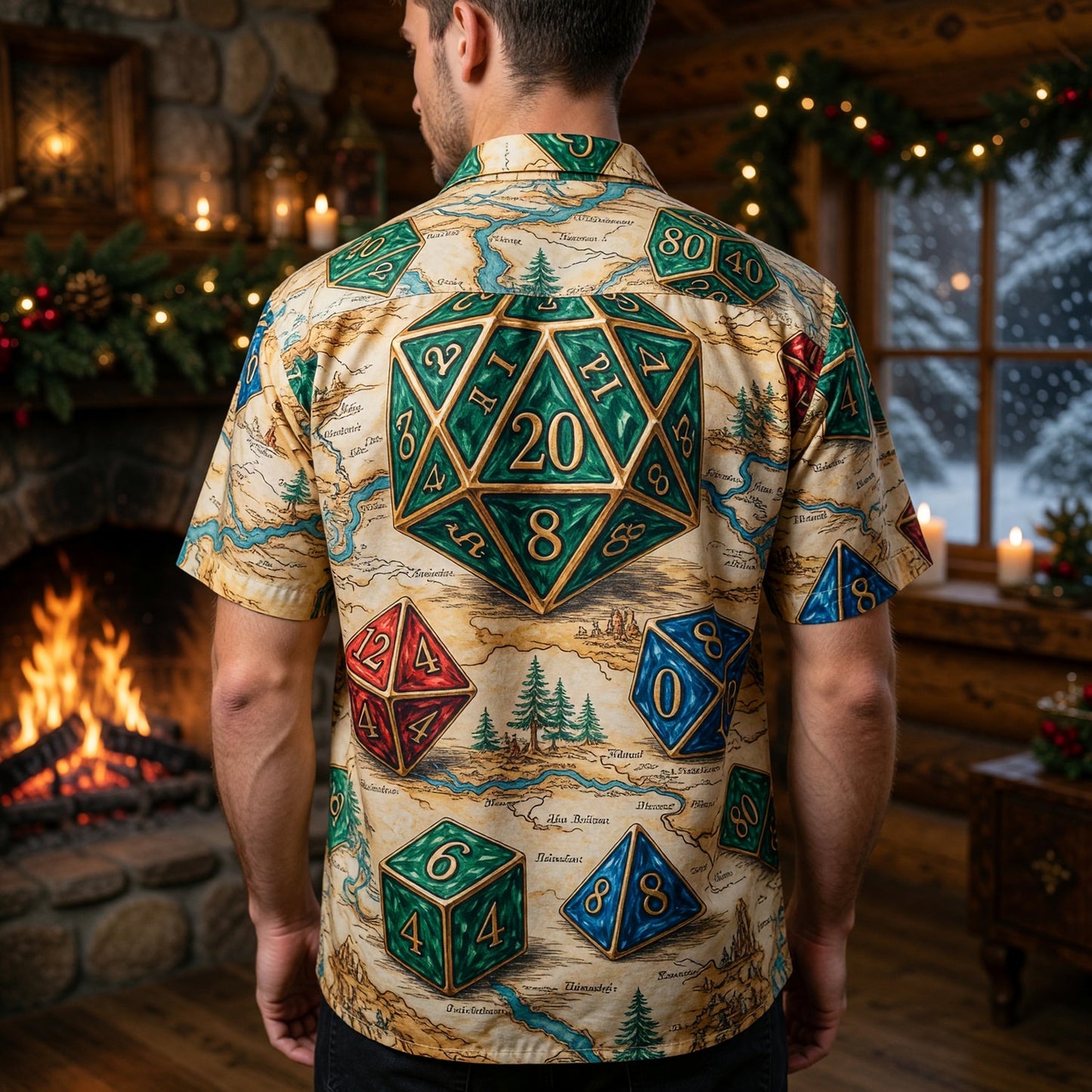 Christmas Dice Hawaiian Shirt - RPG Holiday Gamer Apparel