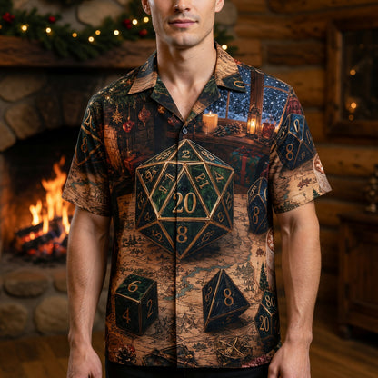 Christmas Dice Hawaiian Shirt - RPG Holiday Gamer Apparel