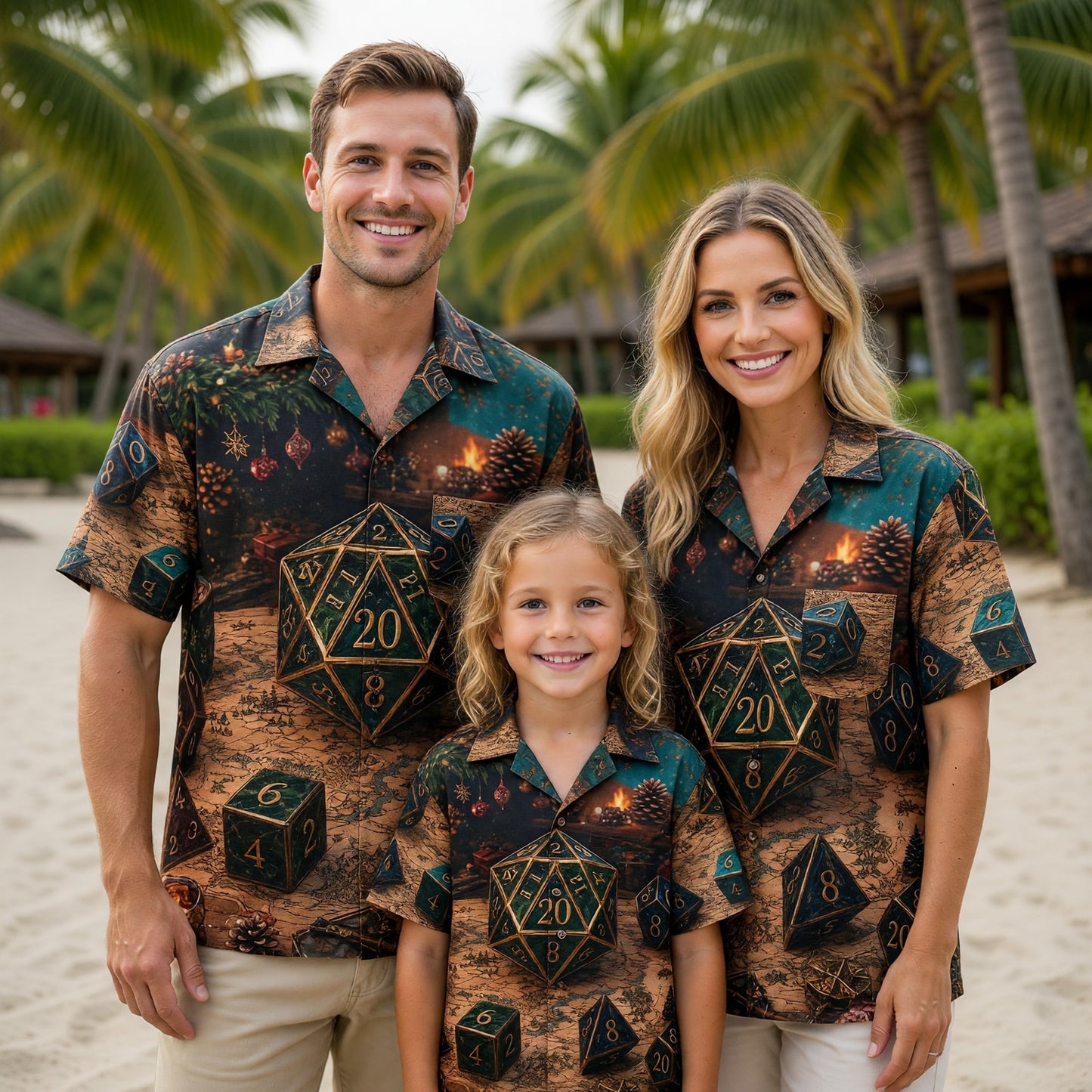 Christmas Dice Hawaiian Shirt - RPG Holiday Gamer Apparel