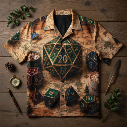 Christmas Dice Hawaiian Shirt - RPG Holiday Gamer Apparel