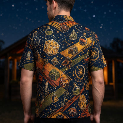 Fantasy Dungeon Hawaiian Shirt - Fantasy RPG Dice Wizard Pattern