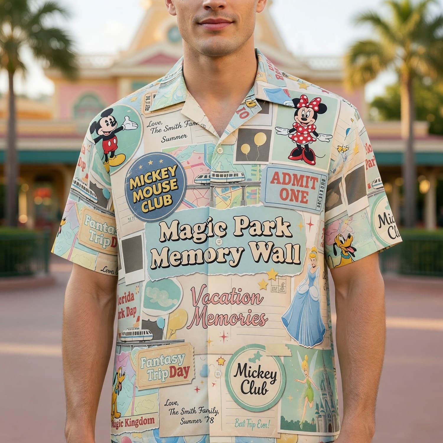 Theme Park Vacation Hawaiian Shirt - Castle Park Memory Collage