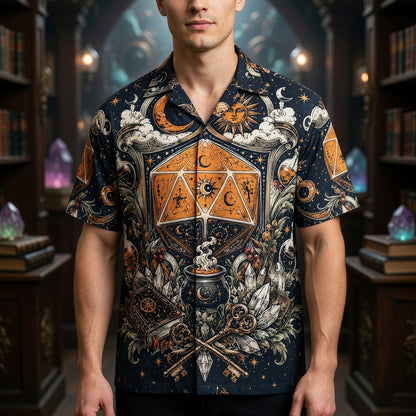 Fantasy Dungeon Celestial Hawaiian Shirt - Mystic D20 Fantasy Apparel