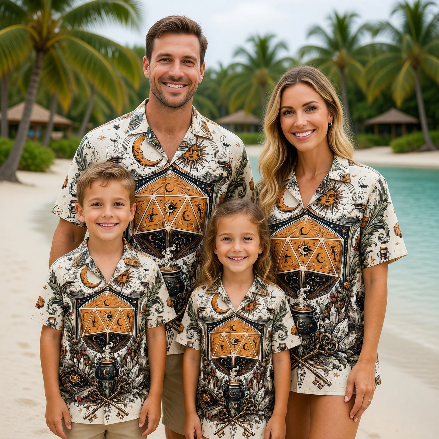 Fantasy Dungeon Celestial Hawaiian Shirt - Mystic D20 Fantasy Apparel