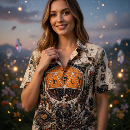 Fantasy Dungeon Celestial Hawaiian Shirt - Mystic D20 Fantasy Apparel